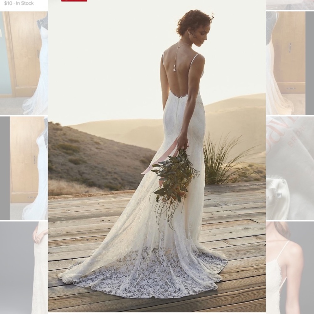 Galina Soft Lace Backless Sheath Wedding Dress